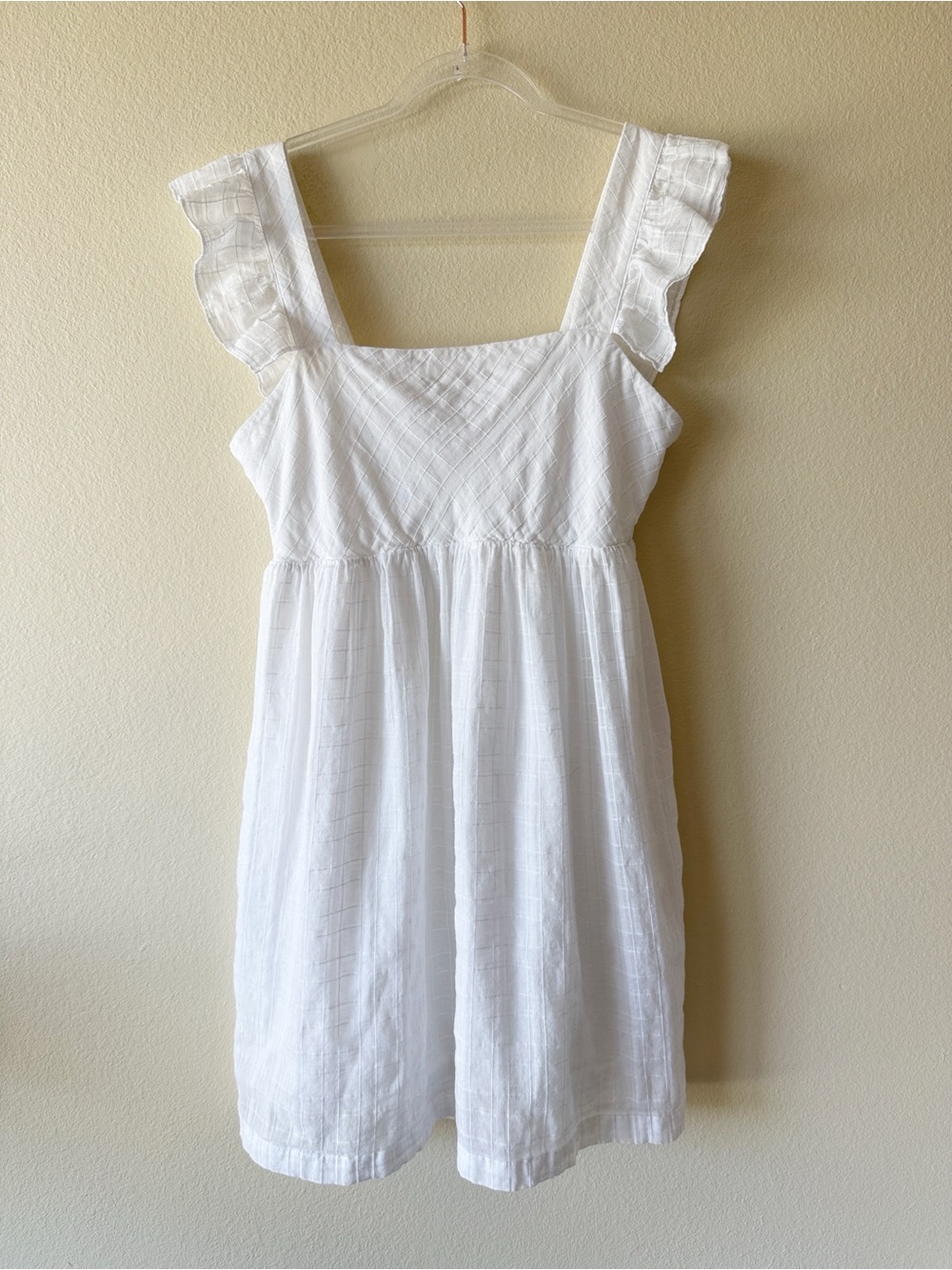 Vineyard Vines White 100% Cotton Ruffle Sleeve Babydoll Mini Dress Size Medium - Picture 2 of 12